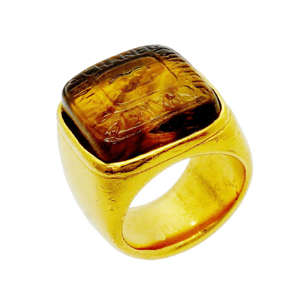 Chanel ring, Coco Mark, GP plated, Gripoix gold, size 11.5, women's.